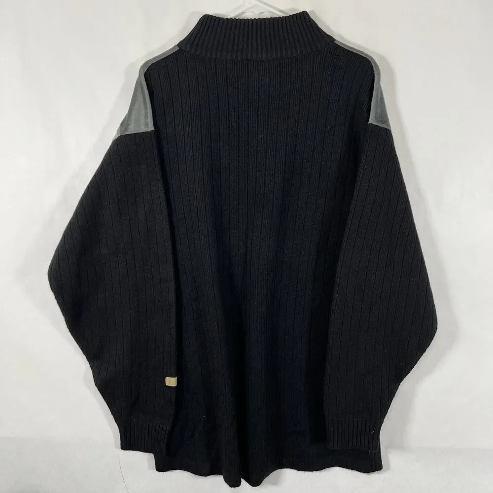 Dodeca Mock Neck Sweater Mens XL Black Beige Geometric Acrylic VTG Y2K Hip Hop